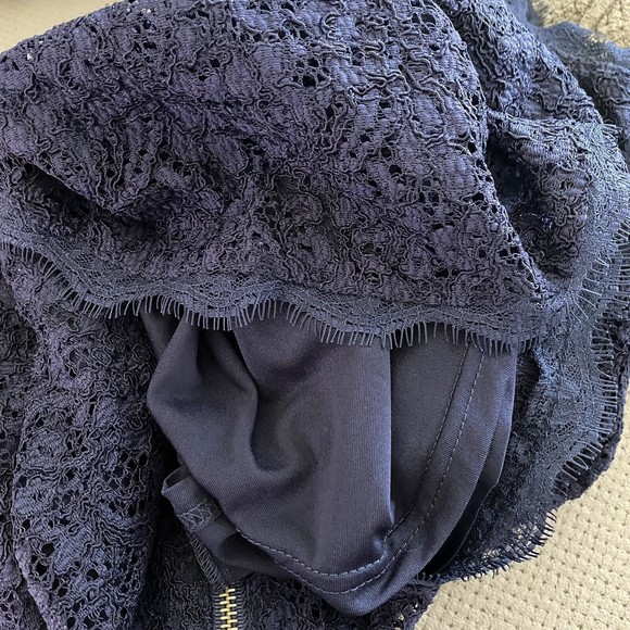 Adrianna Papell Womens Sheath Dress Blue Floral Lace Sleeveless Scoop Neck Sz 4 - Picture 8 of 8